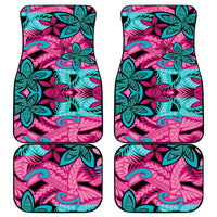 Plumeria Polynesian Pattern Car Mats Unique Fantasy Pink Teal LT01 - Polynesian Pride