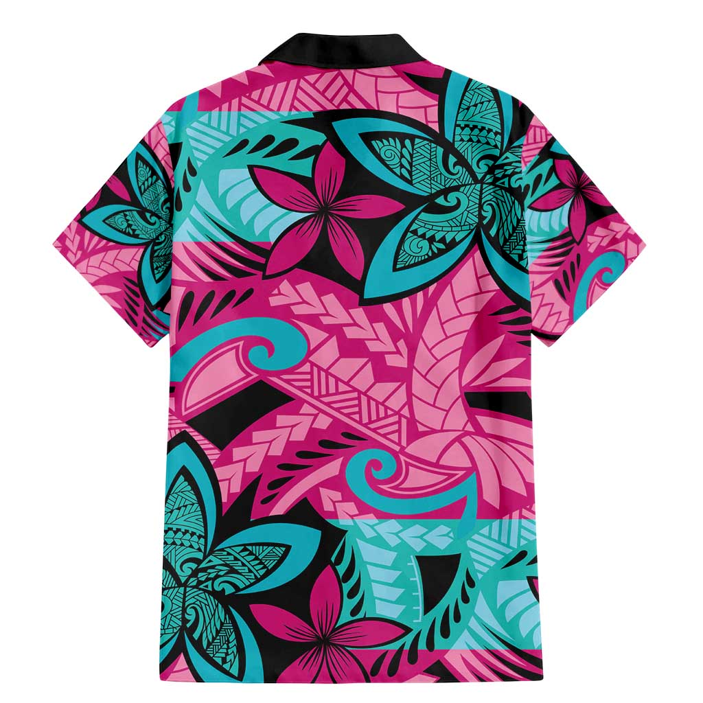 Plumeria Polynesian Pattern Family Matching Mermaid Dress and Hawaiian Shirt Unique Fantasy Pink Teal