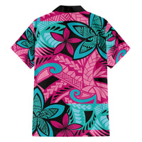 Plumeria Polynesian Pattern Family Matching Off The Shoulder Long Sleeve Dress and Hawaiian Shirt Unique Fantasy Pink Teal