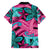 Plumeria Polynesian Pattern Family Matching Off Shoulder Short Dress and Hawaiian Shirt Unique Fantasy Pink Teal