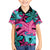 Plumeria Polynesian Pattern Family Matching Off Shoulder Short Dress and Hawaiian Shirt Unique Fantasy Pink Teal