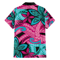 Plumeria Polynesian Pattern Family Matching Puletasi and Hawaiian Shirt Unique Fantasy Pink Teal