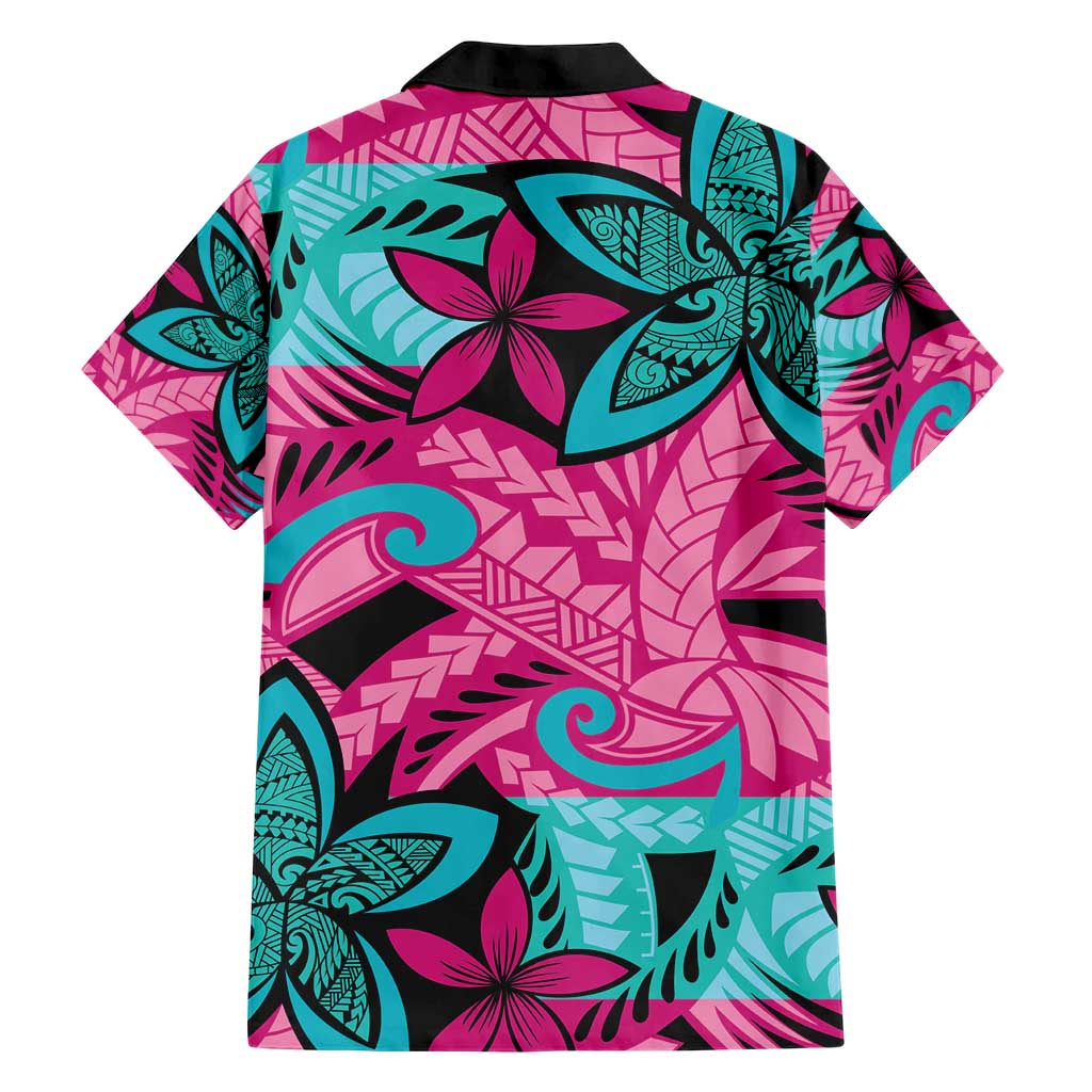 Plumeria Polynesian Pattern Hawaiian Shirt Unique Fantasy Pink Teal LT01 - Polynesian Pride