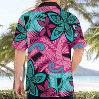 Plumeria Polynesian Pattern Hawaiian Shirt Unique Fantasy Pink Teal LT01 - Polynesian Pride