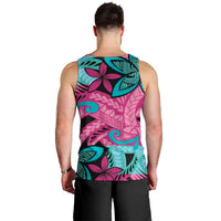 Plumeria Polynesian Pattern Men Tank Top Unique Fantasy Pink Teal LT01 - Polynesian Pride