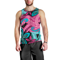 Plumeria Polynesian Pattern Men Tank Top Unique Fantasy Pink Teal LT01 - Polynesian Pride