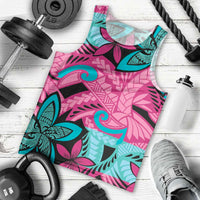 Plumeria Polynesian Pattern Men Tank Top Unique Fantasy Pink Teal LT01 - Polynesian Pride