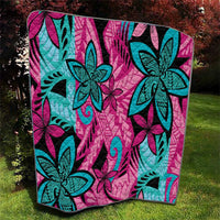Plumeria Polynesian Pattern Quilt Unique Fantasy Pink Teal