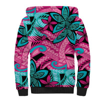 Plumeria Polynesian Pattern Sherpa Hoodie Unique Fantasy Pink Teal LT01 - Polynesian Pride