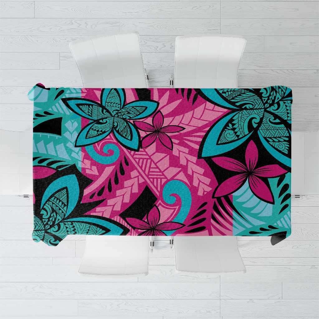 Plumeria Polynesian Pattern Tablecloth Unique Fantasy Pink Teal LT01 Pink - Polynesian Pride