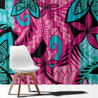 Plumeria Polynesian Pattern Window Curtain Unique Fantasy Pink Teal LT01 - Polynesian Pride