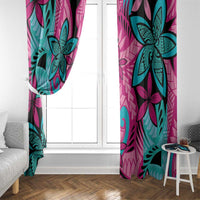 Plumeria Polynesian Pattern Window Curtain Unique Fantasy Pink Teal LT01 - Polynesian Pride