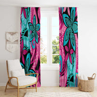 Plumeria Polynesian Pattern Window Curtain Unique Fantasy Pink Teal LT01 - Polynesian Pride