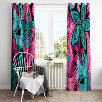 Plumeria Polynesian Pattern Window Curtain Unique Fantasy Pink Teal LT01 - Polynesian Pride