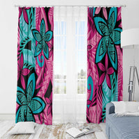 Plumeria Polynesian Pattern Window Curtain Unique Fantasy Pink Teal LT01 - Polynesian Pride