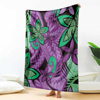 Plumeria Polynesian Pattern Blanket Unique Fantasy Purple Green LT01 - Polynesian Pride