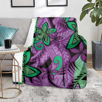 Plumeria Polynesian Pattern Blanket Unique Fantasy Purple Green LT01 - Polynesian Pride
