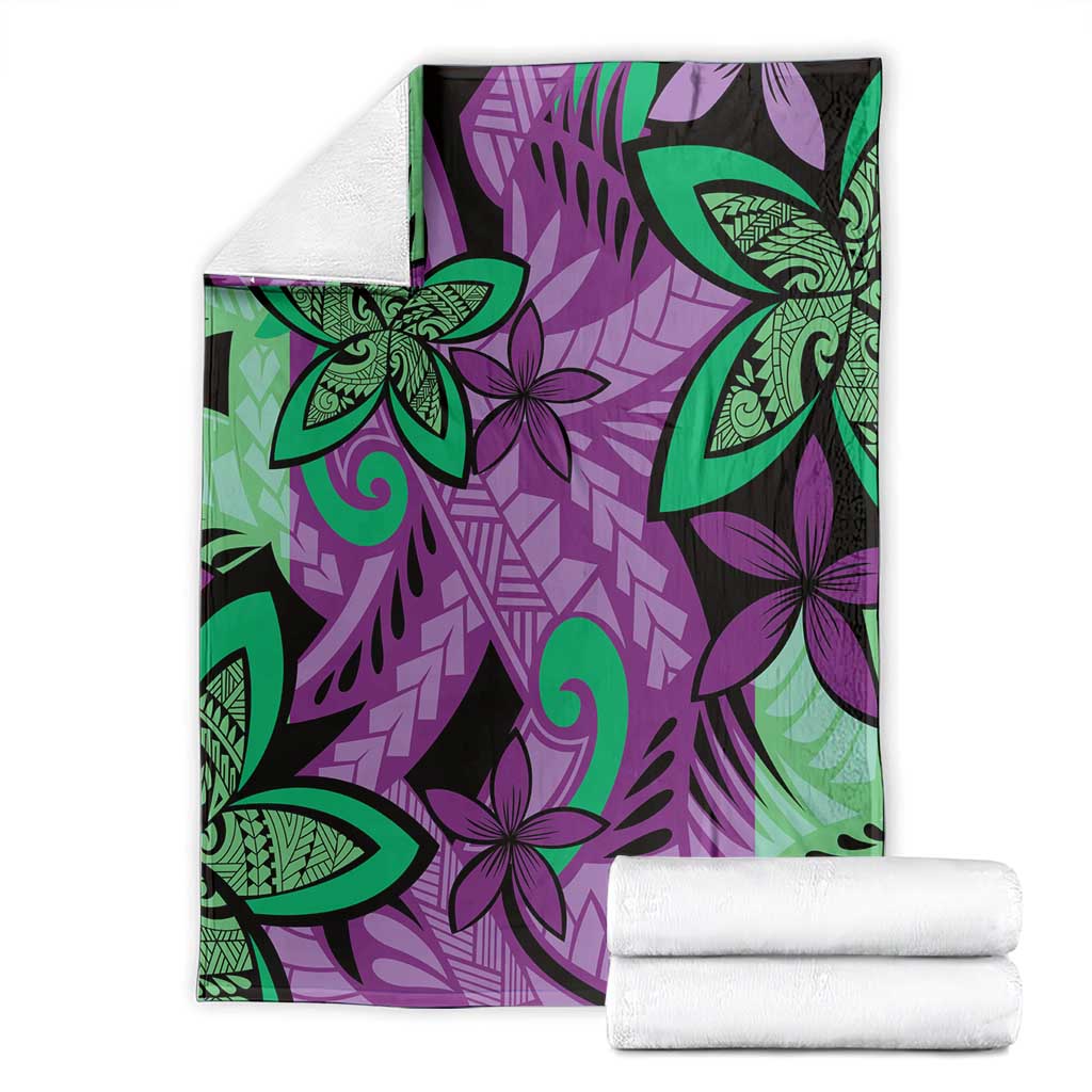 Plumeria Polynesian Pattern Blanket Unique Fantasy Purple Green LT01 - Polynesian Pride