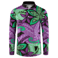 Plumeria Polynesian Pattern Button Sweatshirt Unique Fantasy Purple Green LT01 Purple - Polynesian Pride