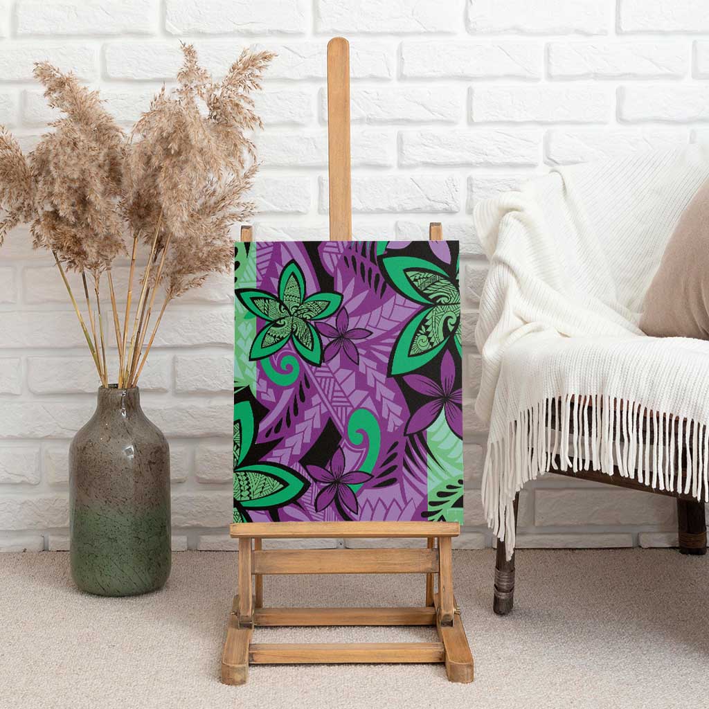 Plumeria Polynesian Pattern Canvas Wall Art Unique Fantasy Purple Green LT01 - Polynesian Pride