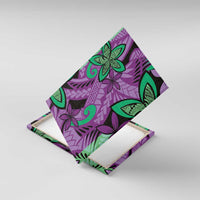 Plumeria Polynesian Pattern Canvas Wall Art Unique Fantasy Purple Green LT01 With Frame Purple - Polynesian Pride