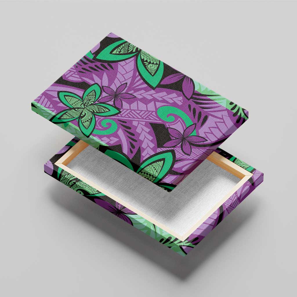 Plumeria Polynesian Pattern Canvas Wall Art Unique Fantasy Purple Green LT01 - Polynesian Pride