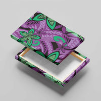 Plumeria Polynesian Pattern Canvas Wall Art Unique Fantasy Purple Green LT01 - Polynesian Pride