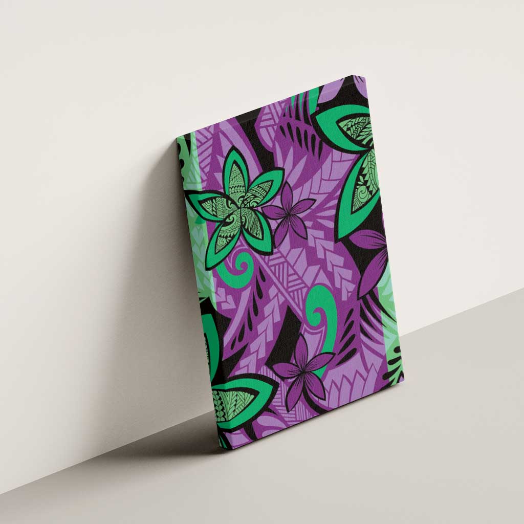 Plumeria Polynesian Pattern Canvas Wall Art Unique Fantasy Purple Green LT01 - Polynesian Pride