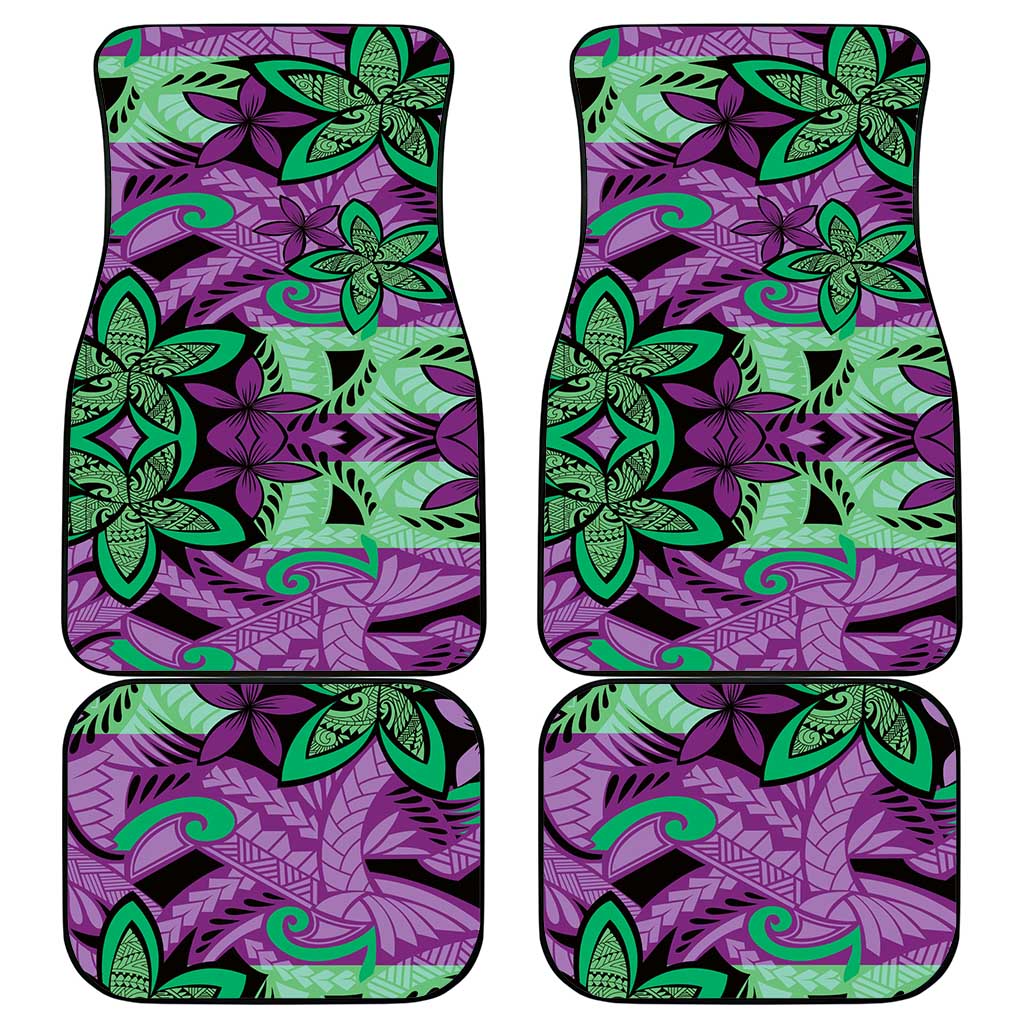 Plumeria Polynesian Pattern Car Mats Unique Fantasy Purple Green LT01 - Polynesian Pride