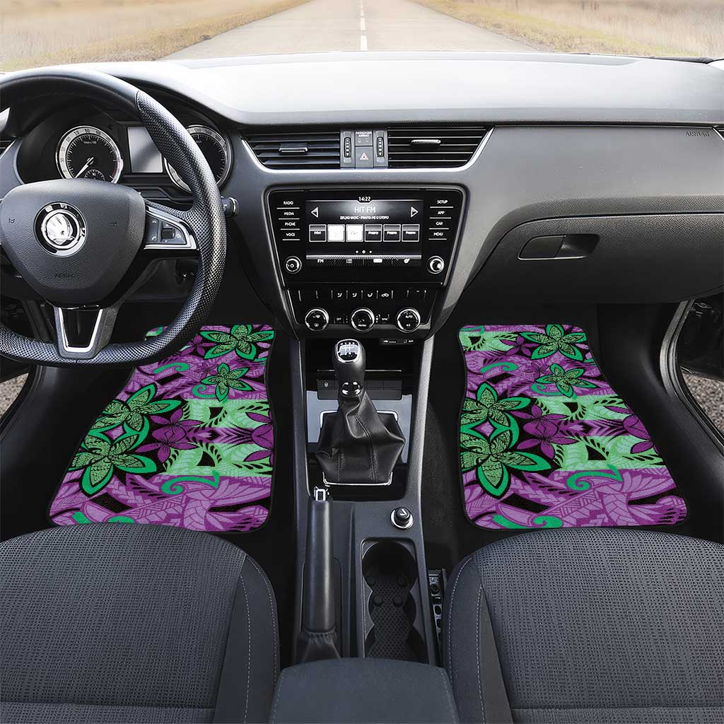 Plumeria Polynesian Pattern Car Mats Unique Fantasy Purple Green LT01 Set 2pcs - Front Purple - Polynesian Pride