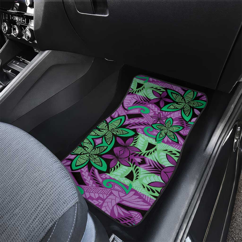 Plumeria Polynesian Pattern Car Mats Unique Fantasy Purple Green LT01 - Polynesian Pride