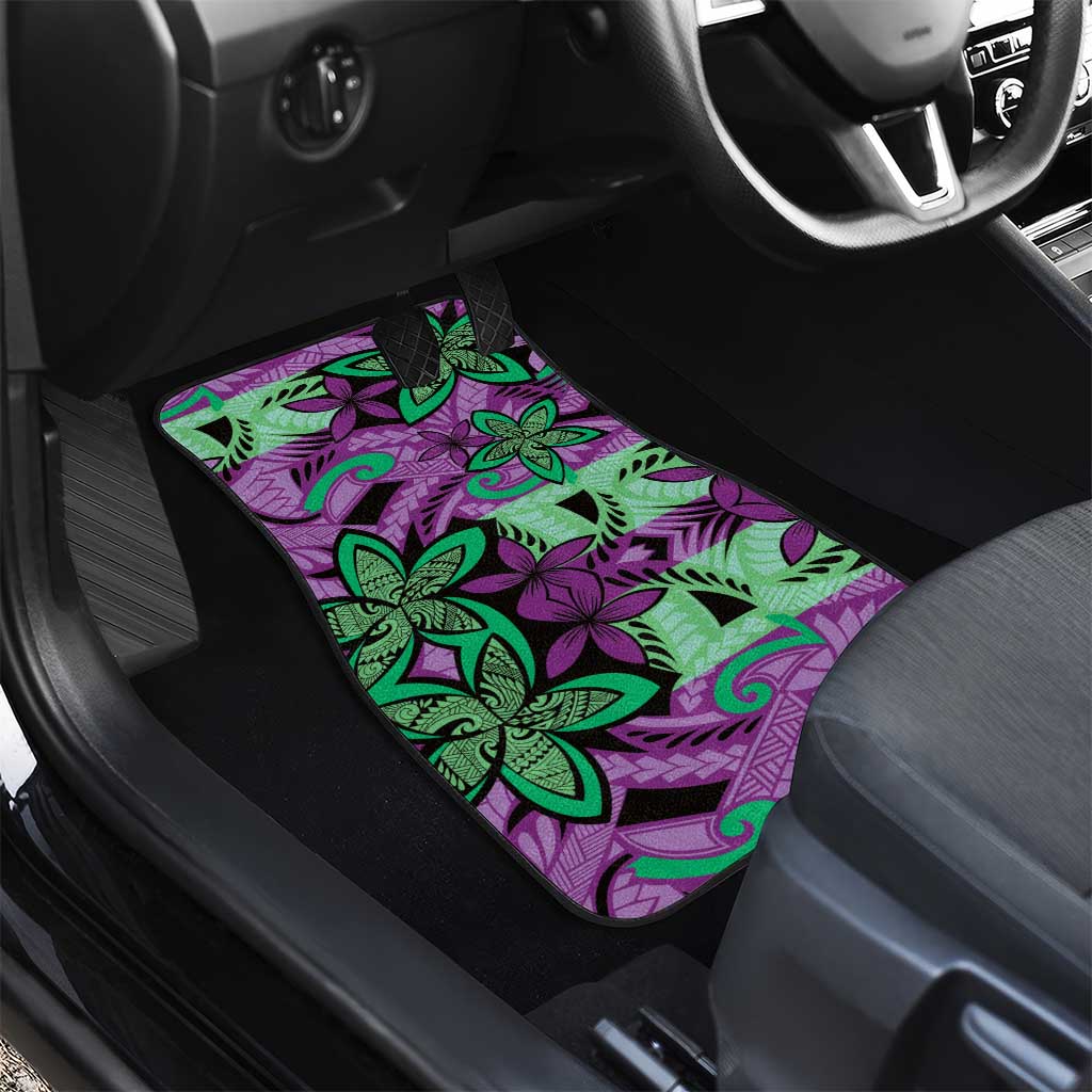 Plumeria Polynesian Pattern Car Mats Unique Fantasy Purple Green LT01 - Polynesian Pride