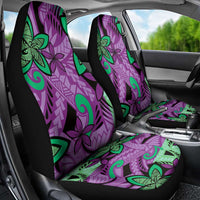 Plumeria Polynesian Pattern Car Seat Cover Unique Fantasy Purple Green