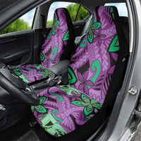 Plumeria Polynesian Pattern Car Seat Cover Unique Fantasy Purple Green