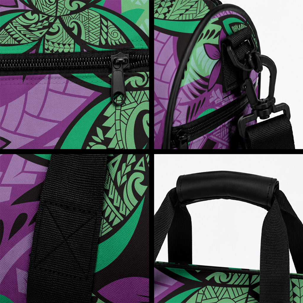 Plumeria Polynesian Pattern Duffle Bag Unique Fantasy Purple Green LT01 - Polynesian Pride