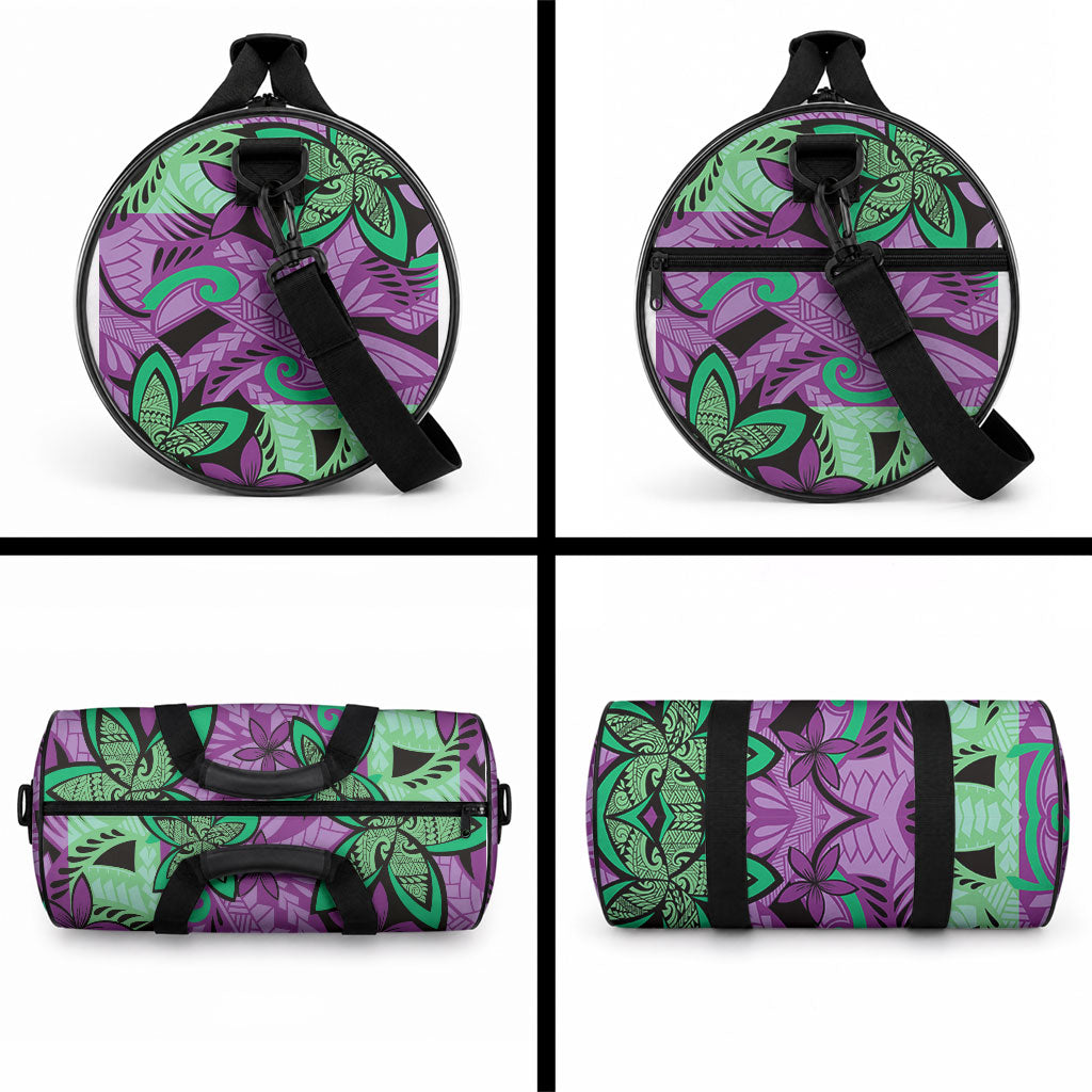 Plumeria Polynesian Pattern Duffle Bag Unique Fantasy Purple Green LT01 - Polynesian Pride