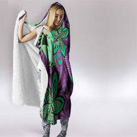 Plumeria Polynesian Pattern Hooded Blanket Unique Fantasy Purple Green LT01 - Polynesian Pride