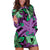 Plumeria Polynesian Pattern Hoodie Dress Unique Fantasy Purple Green