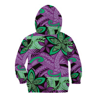 Plumeria Polynesian Pattern Kid Hoodie Unique Fantasy Purple Green