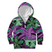 Plumeria Polynesian Pattern Kid Hoodie Unique Fantasy Purple Green