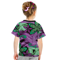 Plumeria Polynesian Pattern Kid T Shirt Unique Fantasy Purple Green