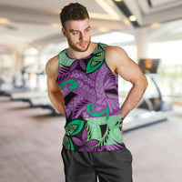 Plumeria Polynesian Pattern Men Tank Top Unique Fantasy Purple Green LT01 Purple - Polynesian Pride