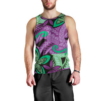 Plumeria Polynesian Pattern Men Tank Top Unique Fantasy Purple Green LT01 - Polynesian Pride