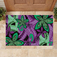 Plumeria Polynesian Pattern Rubber Doormat Unique Fantasy Purple Green LT01 Purple - Polynesian Pride