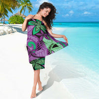 Plumeria Polynesian Pattern Sarong Unique Fantasy Purple Green