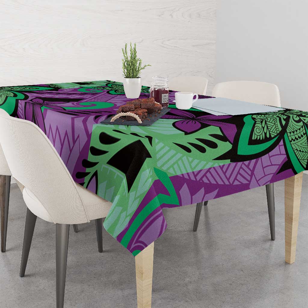 Plumeria Polynesian Pattern Tablecloth Unique Fantasy Purple Green LT01 - Polynesian Pride