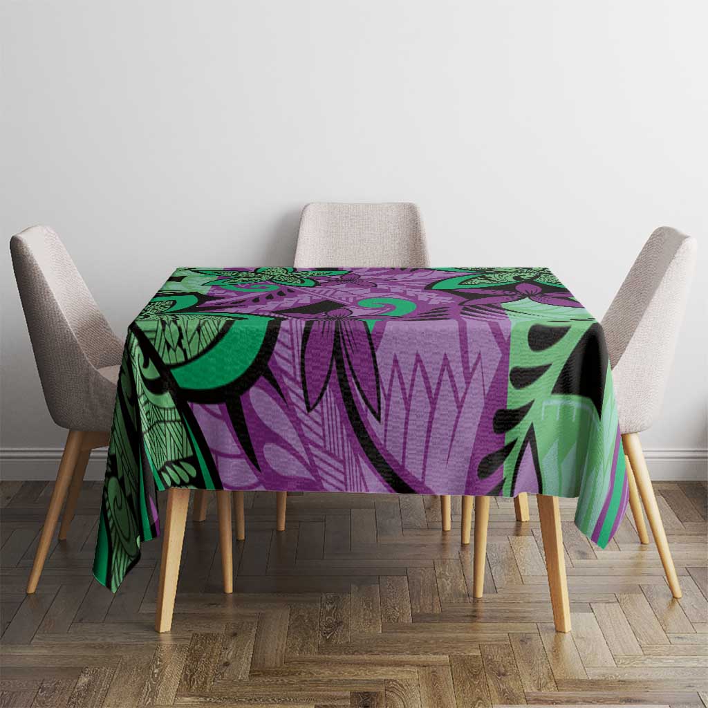 Plumeria Polynesian Pattern Tablecloth Unique Fantasy Purple Green LT01 - Polynesian Pride