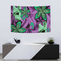 Plumeria Polynesian Pattern Tapestry Unique Fantasy Purple Green