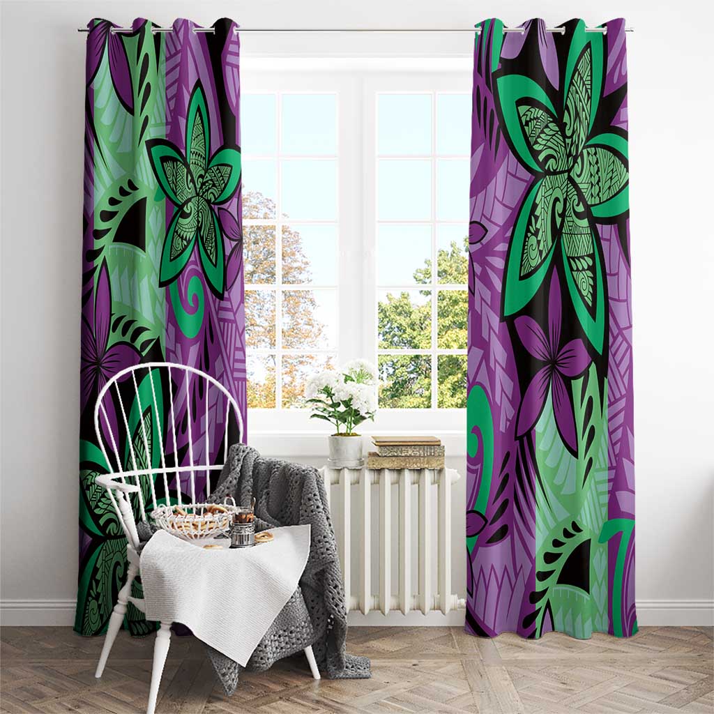 Plumeria Polynesian Pattern Window Curtain Unique Fantasy Purple Green LT01 - Polynesian Pride