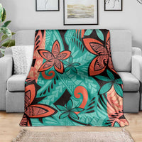 Plumeria Polynesian Pattern Blanket Unique Fantasy Teal Orange LT01 - Polynesian Pride